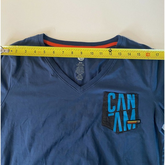 Can-am Womens v neck pocket t shirt blue size Medium New NWT. U2 - Picture 8 of 9